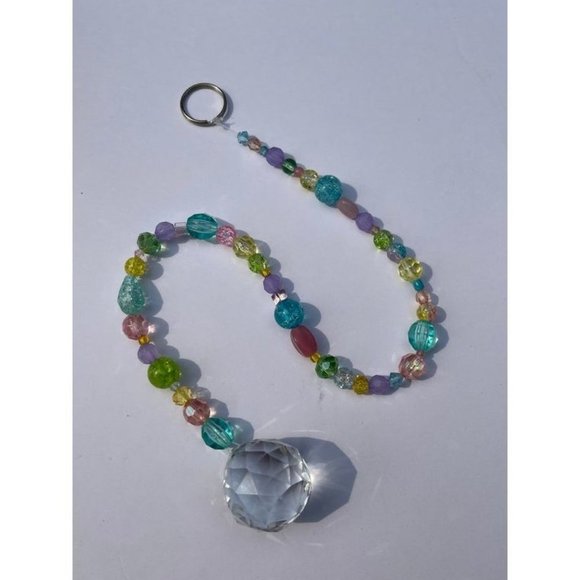 Beaded Suncatcher Pastel Multicolor Crystal Prism Hanging Patio Decor Yard Art - Picture 4 of 9